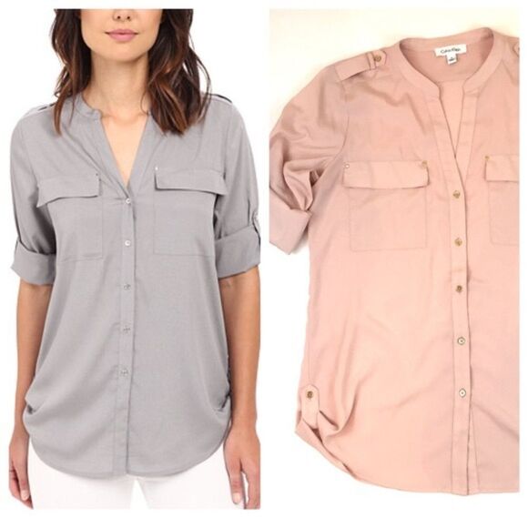 ✨ Calvin Klein blush button up shirt✨ - Picture 1 of 6